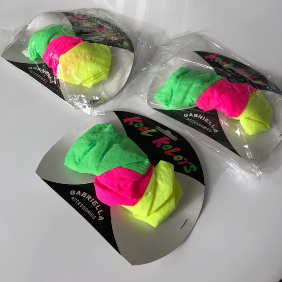 VTG 80s Deadstock Scrunchie Neon Hair Clip - Picture 2 of 7
